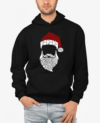 La Pop Art Men's Feliz Navidad Santa Claus Word Hooded Sweatshirt