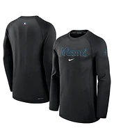 Nike Men's Black Miami Marlins Authentic Collection Game Time Raglan Performance Long Sleeve T-Shirt