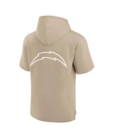 Fanatics Men's and Women's Khaki Los Angeles Chargers Elements Super Soft Fleece Short Sleeve Pullover Hoodie