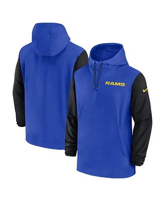 Nike Men's Royal/Black Los Angeles Rams 2024/25 Sideline Pre-Game Player 1/2-Zip Hoodie Jacket