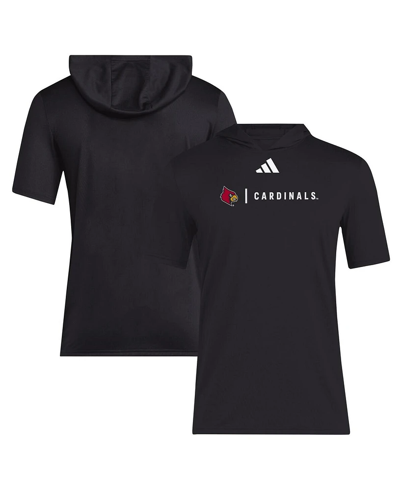 Adidas Men's Black Louisville Cardinals 2024 Sideline Training Hooded T-Shirt