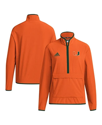Adidas Men's Orange Miami Hurricanes Coaches Sideline Half-Zip Jacket