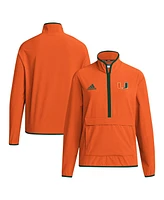 Adidas Men's Orange Miami Hurricanes Coaches Sideline Half-Zip Jacket