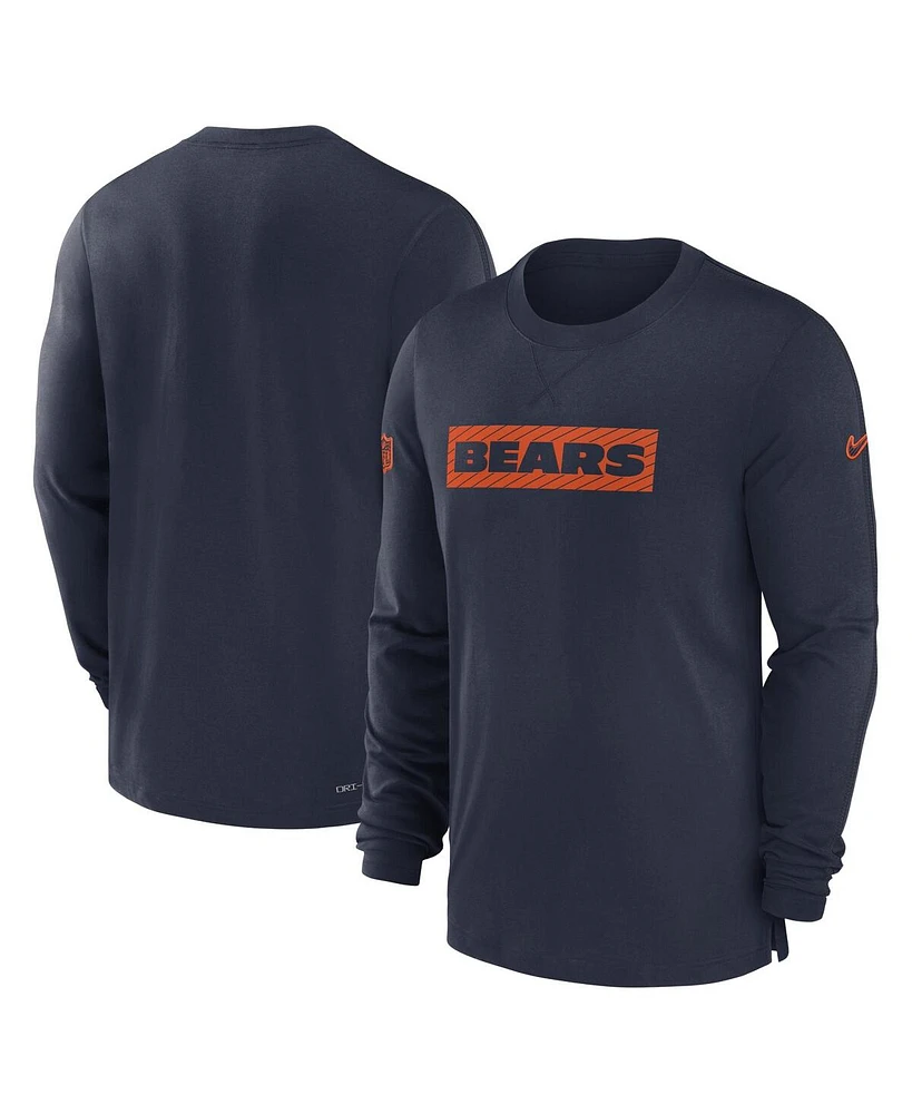 Nike Men's Navy Chicago Bears Sideline Player Performance Long Sleeve T-Shirt