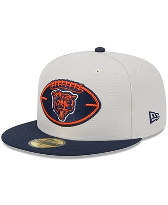 New Era Men's Stone/Navy Chicago Bears 2024 Sideline Historic 59FIFTY Fitted Hat