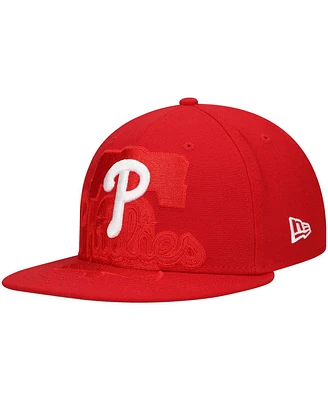 New Era Men's Red Philadelphia Phillies Shadow Logo 59FIFTY Fitted Hat