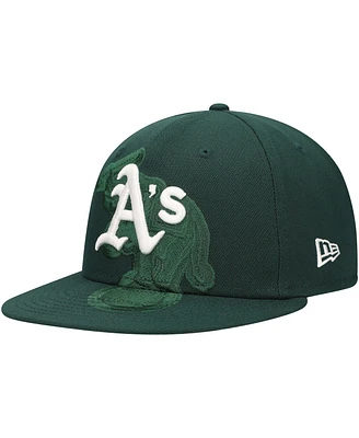 New Era Men's Green Oakland Athletics Shadow Logo 59FIFTY Fitted Hat