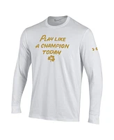 Under Armour Men's White Notre Dame Fighting Irish Plact Gold Rush Performance Long Sleeve T-Shirt