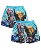 Chalk Line Men's Light Blue Deadpool Wolverine Claws Retro Shorts