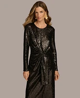 Donna Karan New York Women's Sequin Tie-Front Top