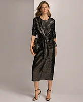 Donna Karan New York Women's Sequin Faux-Wrap Midi Skirt