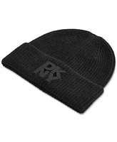 Dkny Women's Supersoft Ribbed Logo Patch Beanie