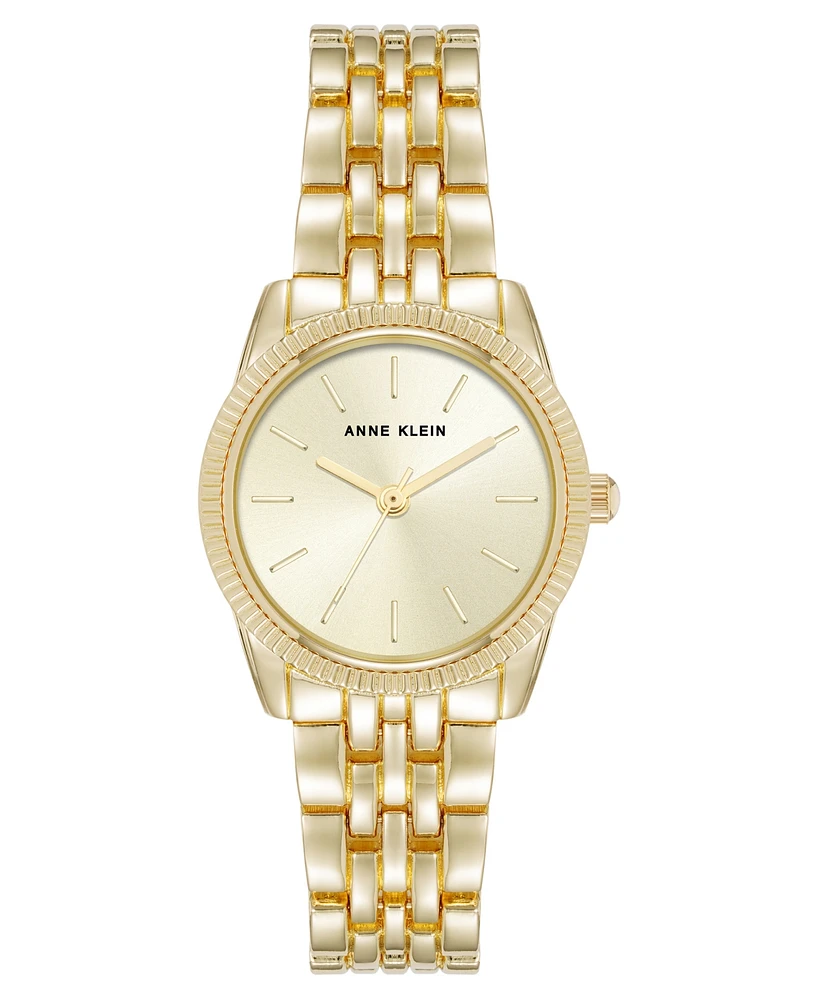 Anne Klein Women's Quartz Casual Coin Edge Gold-Tone Alloy Metal Watch, 26mm