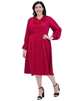 Jessica Howard Plus Size Satin Cowlneck Midi Dress