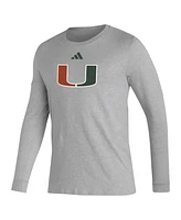 Adidas Men's Miami Hurricanes Primary Locker Logo Pre-Game Long Sleeve T-Shirt