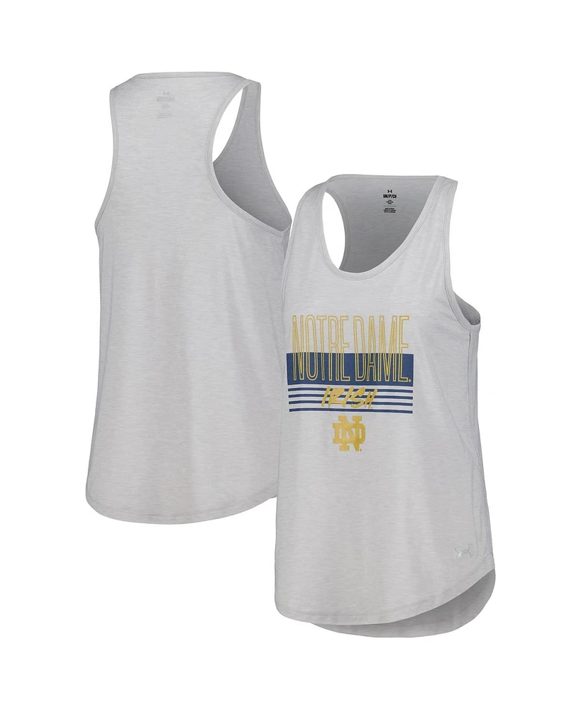 Under Armour Women's Heather Gray Notre Dame Fighting Irish Breezy Racerback Tri-Blend Tank Top