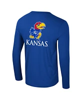 Colosseum Men's Royal Kansas Jayhawks Logo Lockup 3-Hit Active Blend Long Sleeve T-Shirt