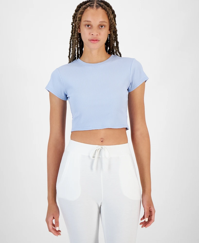 Id Ideology Women's Cropped Rib-Knit T-Shirt, Created for Macy's