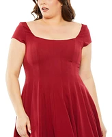 Mac Duggal Women's Cap Sleeve Square Neck Ball Gown