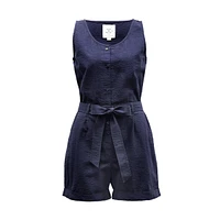Hope & Henry Women's Flutter Button Front Romper