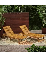 Acacia Wood Chaise Lounge Set (Set Of 2)