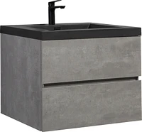Modern 30" Floating Vanity with Black Quartz Top, Grey