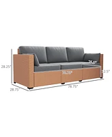 Streamdale Furniture Wicker Patio Sofa with Cushions