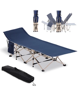 Simplie Fun Folding Camping Cot: 330 lbs. Capacity, Blue