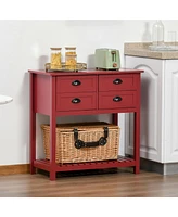 Streamdale Furniture Red Coffee Bar Cabinet with Drawers and Open Shelf