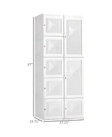 Portable Wardrobe Closet with Cubes, Hanging Rod, and Magnet Doors