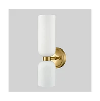 Moose 2-Pack Modern Gold Wall Sconces 2-Light Vanity Light,Milky White Glass