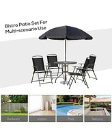 Streamdale Furniture 6pc Patio Dining Set with Umbrella for 4: Table, Chairs & Glass