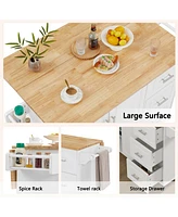 Streamdale Furniture Versatile Kitchen Island: Drop Leaf, Rolling Cart, Storage, White