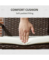 2-Piece Rattan Outdoor Dining Chairs with Cushions
