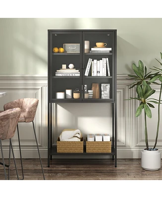 Streamdale Furniture Heavy Duty Storage Cabinet with Glass Doors and Shelves