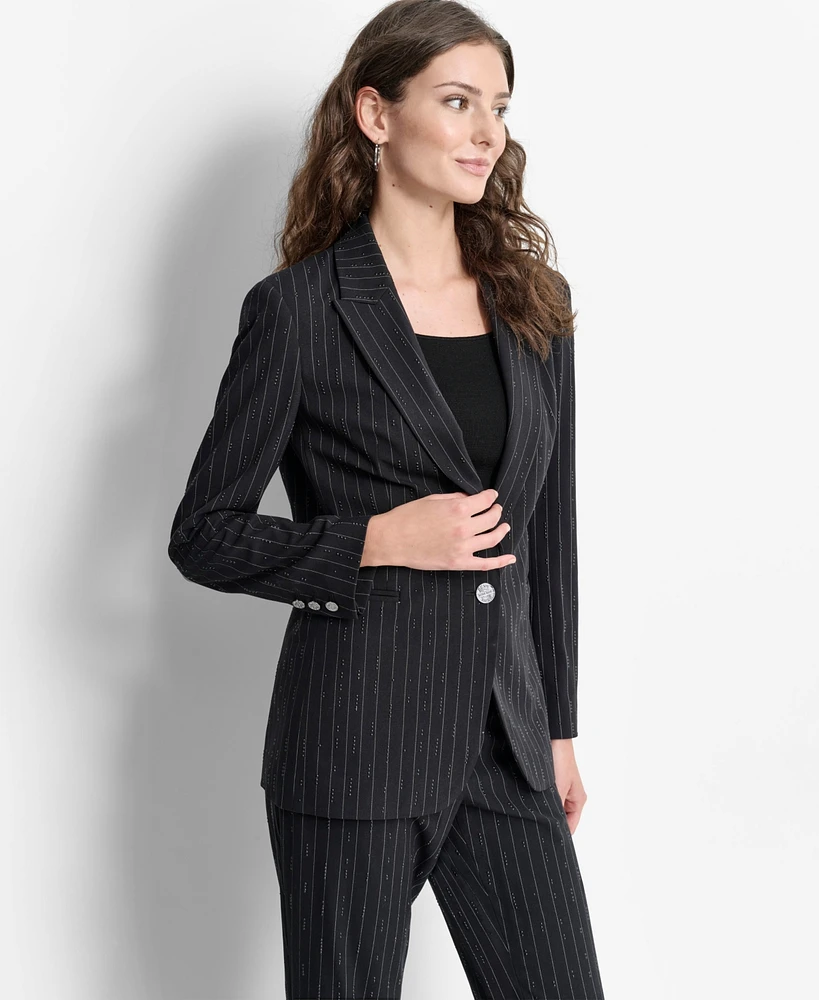 Dkny Women's Studded Pinstriped Single-Button Blazer