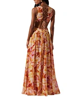 Astr the Label Women's Noya Floral Cut-Out Lace-Back Maxi Dress