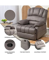 Streamdale Furniture Large Manual Recliner Chair in Fabric for Living Room, Grey