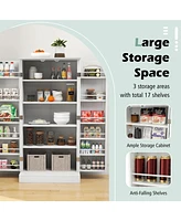 Skonyon Freestanding Buffet Cupboards Sideboard with 2 Doors and Anti-Tipping Devices-White