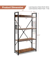 Skonyon 4 -Tier Industrial Open Storage Bookshelf-Coffee