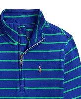 Polo Ralph Lauren Little and Toddler Boys Striped Cotton Quarter-Zip Pullover Sweatshirt