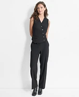 Dkny Women's Solid Asymmetrical Button-Down V-Neck Vest