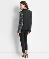 Dkny Women's Sequinned-Sleeve Single-Button Blazer