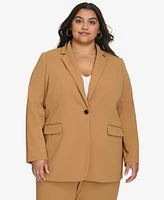 Calvin Klein Plus Single-Button Padded-Shoulder Blazer