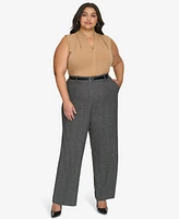 Calvin Klein Plus High-Rise Belted Wide-Leg Pants