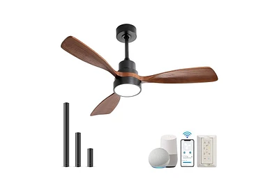 Sofucor 48" Ceiling Fan with Lights Wood Blades