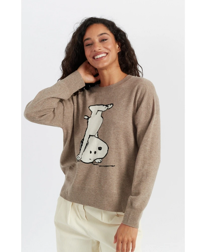 Chinti and Parker Women's Chinti & Parker Handstand Snoopy Wool & Cashmere Sweater