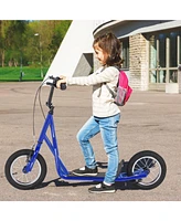 Vebreda Height Adjustable Kid Kick Scooter with 12 Inch Air Filled Wheel-Navy