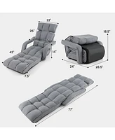 Skonyon 6-Position Adjustable Floor Chair with Adjustable Armrests and Footrest-Gray