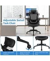 Vebreda High-Back Executive Chair with Adjustable Lumbar Support and Headrest-Black